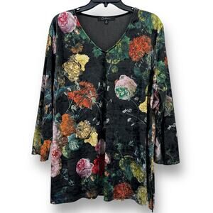 Catherine Malandrino Women's Floral V-Neck Blouse - Black Multicolor